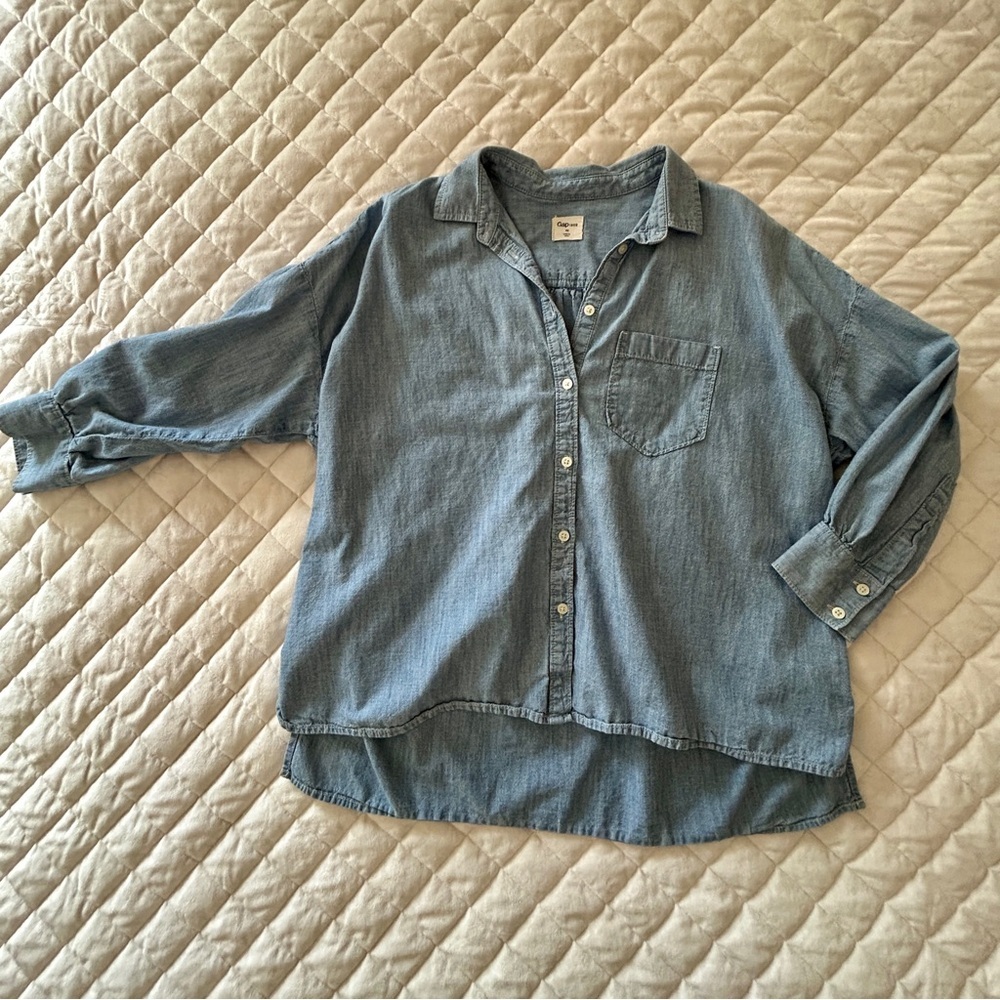 GAP Light Blue Button-Down Denim Shirt